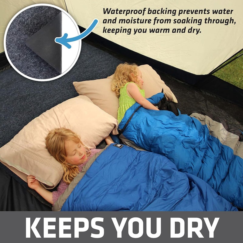 Dry Mate Tent Carpet Mat, Protective Waterproof Liner Keeps You Warm & Dry, Camping Floor Rug Accessory (7'4" x 8'4"), Durable, Lightweight, Soft & Comfortable, Trimmable Material (USA Made) (Charcoal) - Image 3
